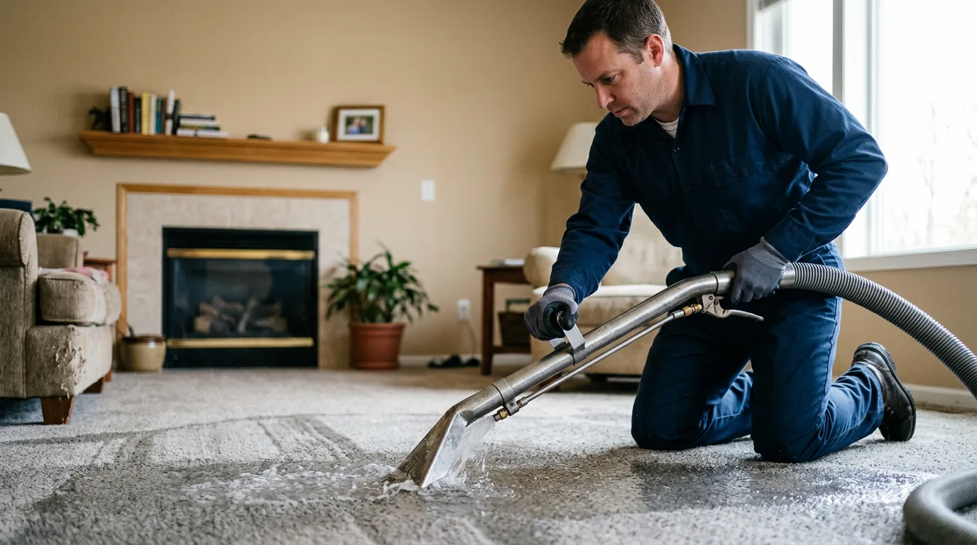 Water damage restoration technician working near Hughson, CA